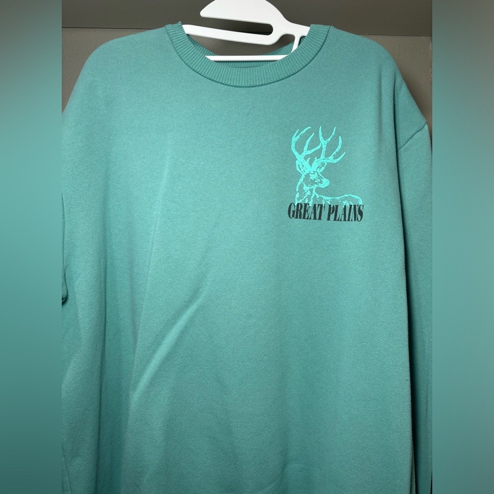 Mighty Fine Teal Sweater with Deer Print